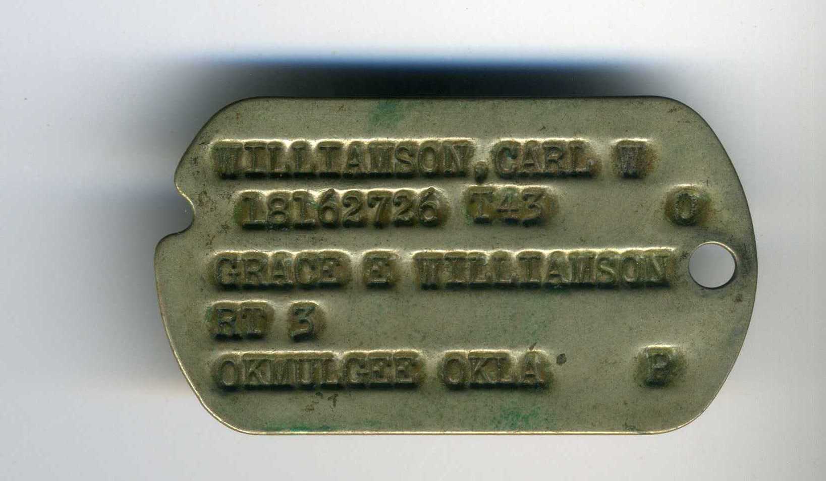 Carl
          Williamson dog tag