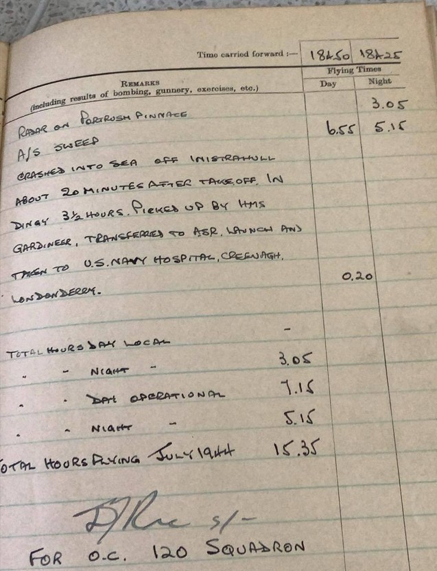 Stevenson log book from
BZ910
